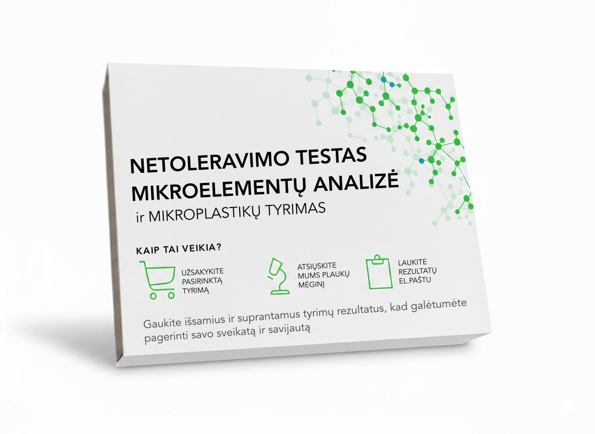 Netoleravimo testas + Mikroelementų analizė + Mikroplastikų tyrimas Jums