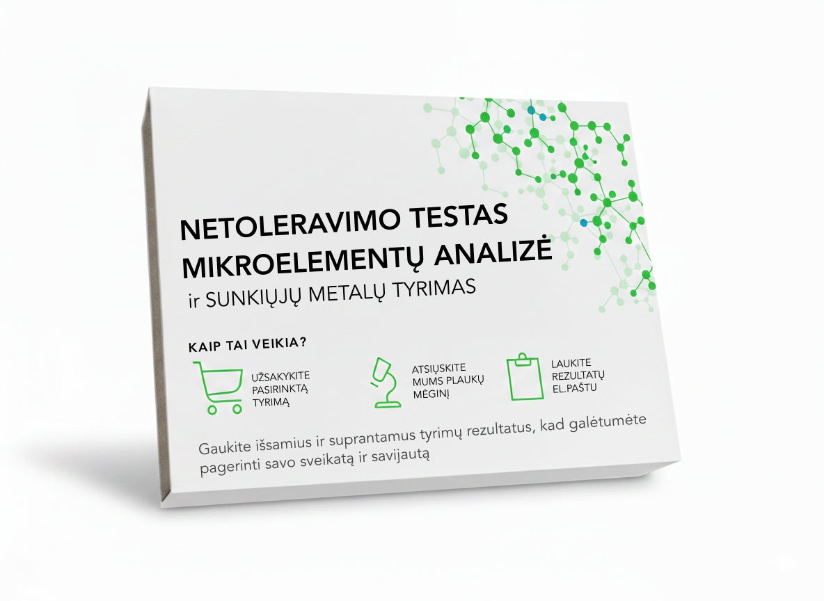 Netoleravimo testas + Mikroelementų analizė + Sunkiųjų metalų tyrimas Jums