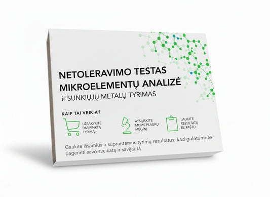 Netoleravimo testas + Mikroelementų analizė + Sunkiųjų metalų tyrimas Jums